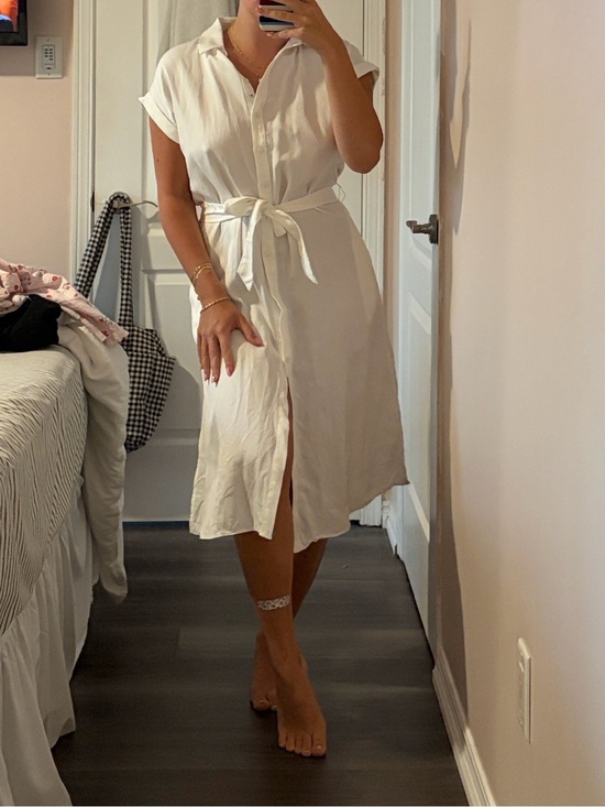 RW&CO. Dresses & Skirts - RW&CO. White Short-Sleeve Shirt Dress with Tie